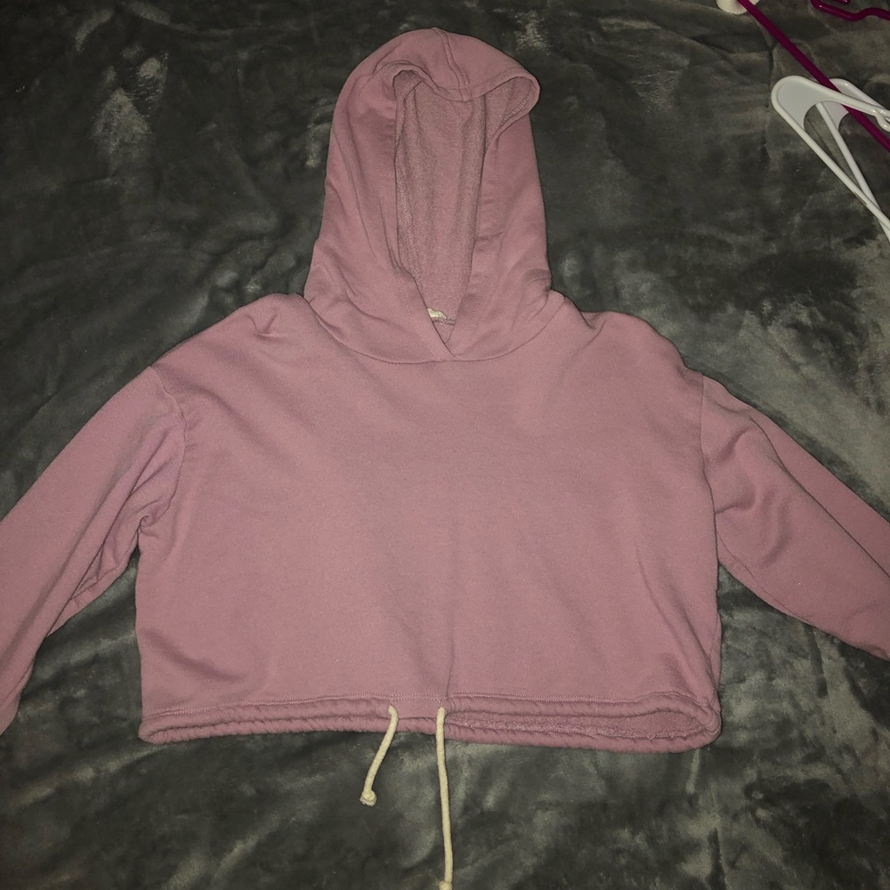 pink cropped hoodie